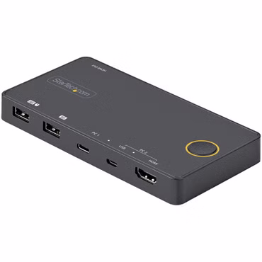 StarTech.com 2 Port Hybrid KVM Switch HDMI + USB-A & USB-C - 4K 60Hz HDMI 2.0 Monitor - Kompakter Desktop und/oder Laptop HDMI KVM Umschalter - USB Bus Powered - Thunderbolt 3 Kompatibel (SV221HUC4K) - KVM-/Audio-Switch - 2 x KVM/Audio - De