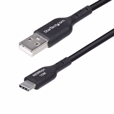 StarTech.com 2m (6.6ft) USB-A to USB-C Charging Cable, Charger Cord, M/M - USB-Kabel - USB (M) zu 24 pin USB-C (M) - USB 2.0 - 3 A - 2 m - halogenfrei, passiv, Charge and Sync, USB Fast Charge (15W) - Schwarz