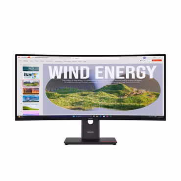 Lenovo ThinkVision T34WD-40 - LED-Monitor - gebogen - 86.4 cm (34") - 3440 x 1440 UWQHD @ 120 Hz - VA - 300 cd/m² - 3000:1 - HDR10 - 4 ms - HDMI, DisplayPort, USB-C - Finsternis schwarz
