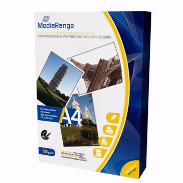 MediaRange Foto Papier hochglänzend A4 135g 100 Blatt