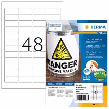 HERMA Etik. A4 Outdoor Klebefolie weiß 45,7x21,2mm 1920 St.