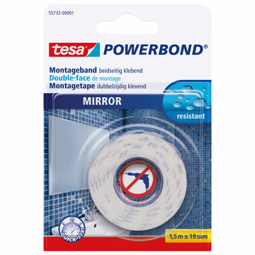tesa Powerbond Montageband Spiegel 1.5m x 19mm