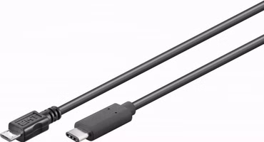 USB-C™-auf-Micro-B-Kabel, 1 m, schwarz 2,5 W, 0,5 A, 480 Mbit/s, USB 2.0