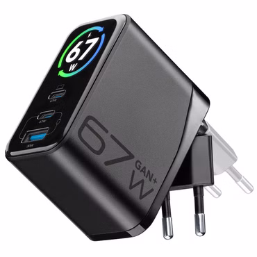 Cellularline TFT Multiport Charger 67W Schnellladegerät,GaN,2xUSB-C,1xUSB-A