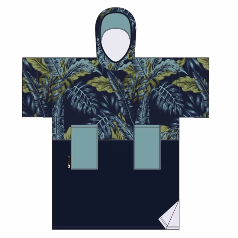 Change Robe Poncho Unisize Blue Leaf Duo Madness