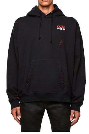 Diesel Herren S-UMMER-N71 SWEATER Hoody Kapuzenshirt Schwarz