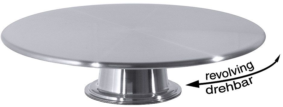 Drehbare Tortenplatte 30 cm aus Edelstahl seidenmatt poliert | backshop24