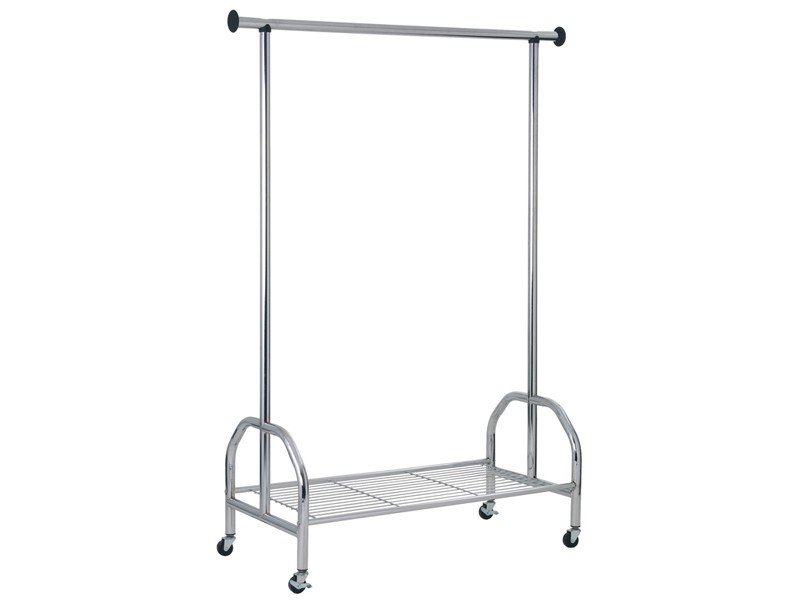 Rollgarderobe Kleiderständer auf Rollen stabil Chrom