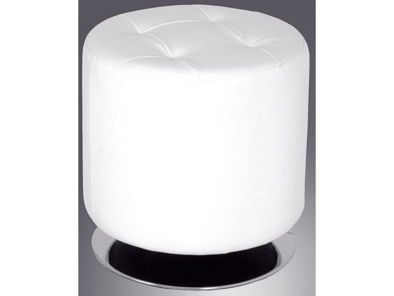 Drehhocker weiß Pouf Polsterhocker rund Kunstleder