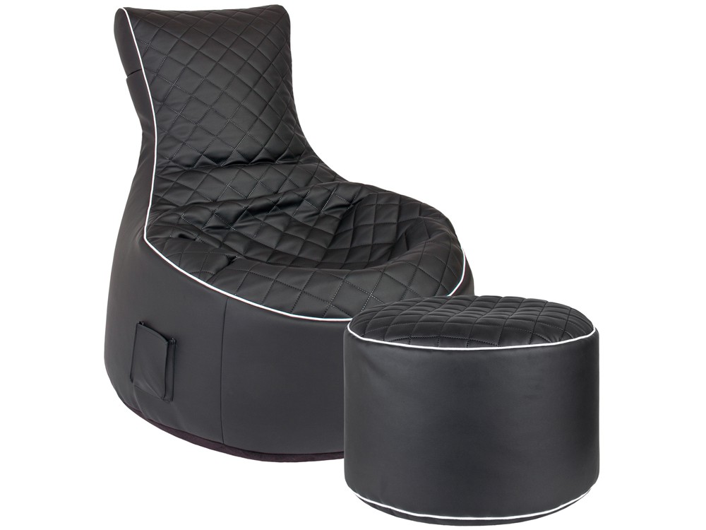 Sitzhocker Kunstleder schwarz Pouf Fußhocker Ø 50