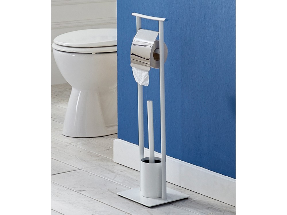 Toilettenbutler Weiß Chrom WC-Garnitur Toilettengarnitur WC-Bürste
