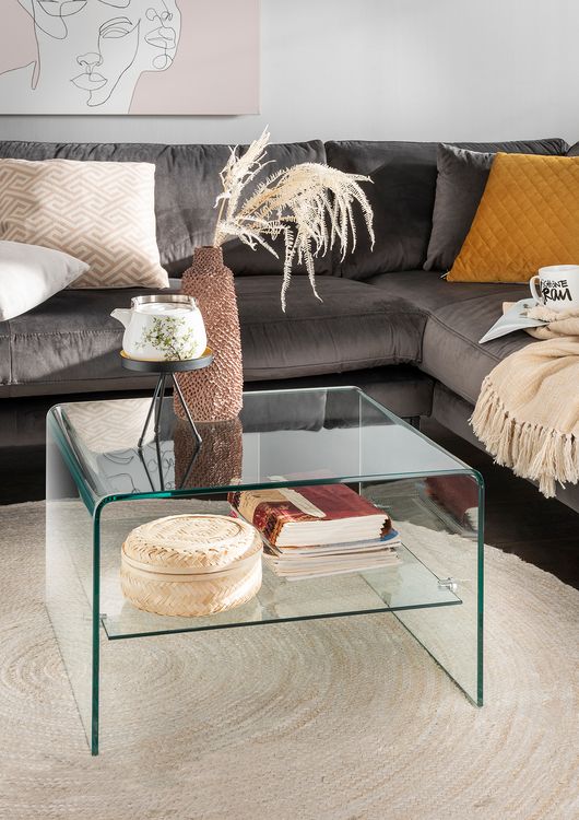 Beistelltisch Glas Couchtisch Glastisch Sofatisch 60x60