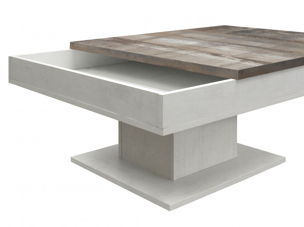 Couchtisch Eiche vintage Eiche weiß mit Stauraum 80x80