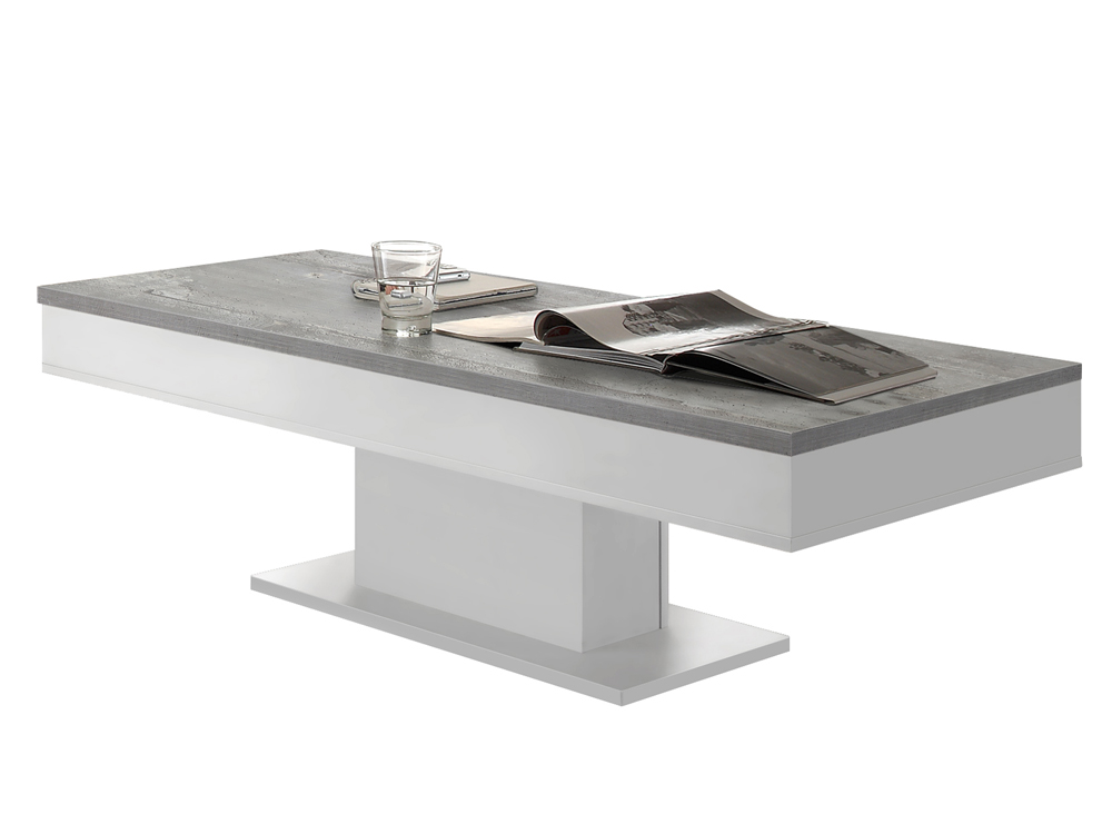 Couchtisch weiß beton Sofatisch 120x60 mit Kruschfach