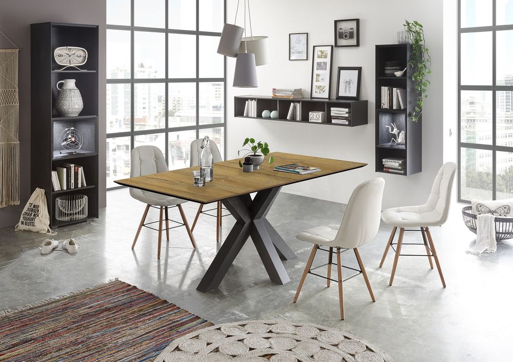 Esszimmertisch Esstisch 160x90 Dekor Grandson Oak Gestell modern Graphit Modell Zürich