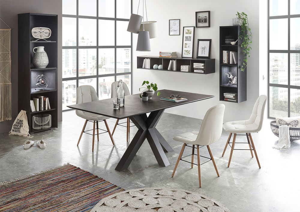 kommode 60cm breit Sideboard Wido Anthrazit 60 x 50 cm mit 2 Schubladen Vicco № 20986 Meissen Porzellan 'Blaue Blume'