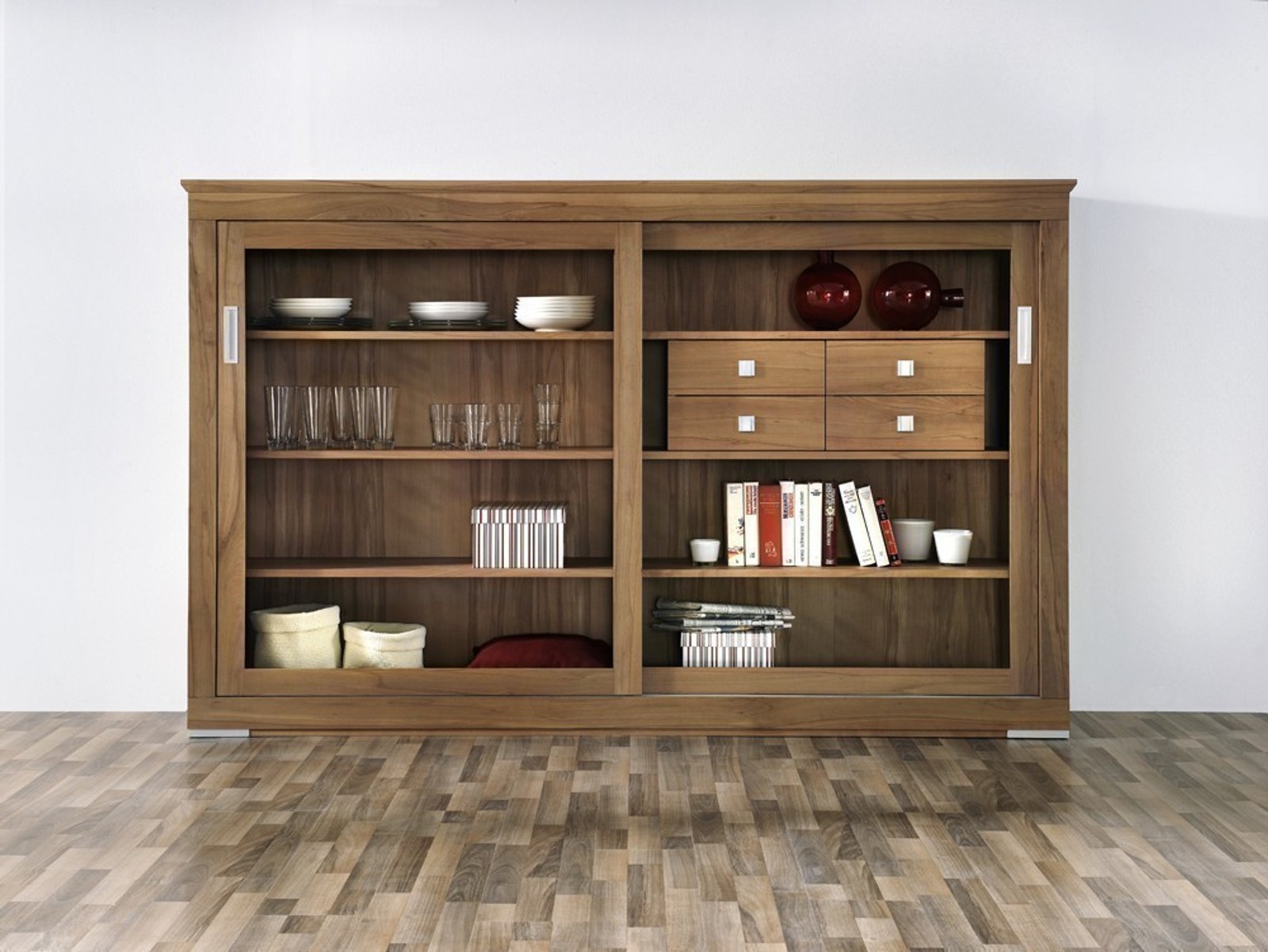 Linum Anrichte / Highboard / Sideboard mit Schiebetüren, modern Landhaus / Eiche Buche oder Kirschbaum vollmassiv