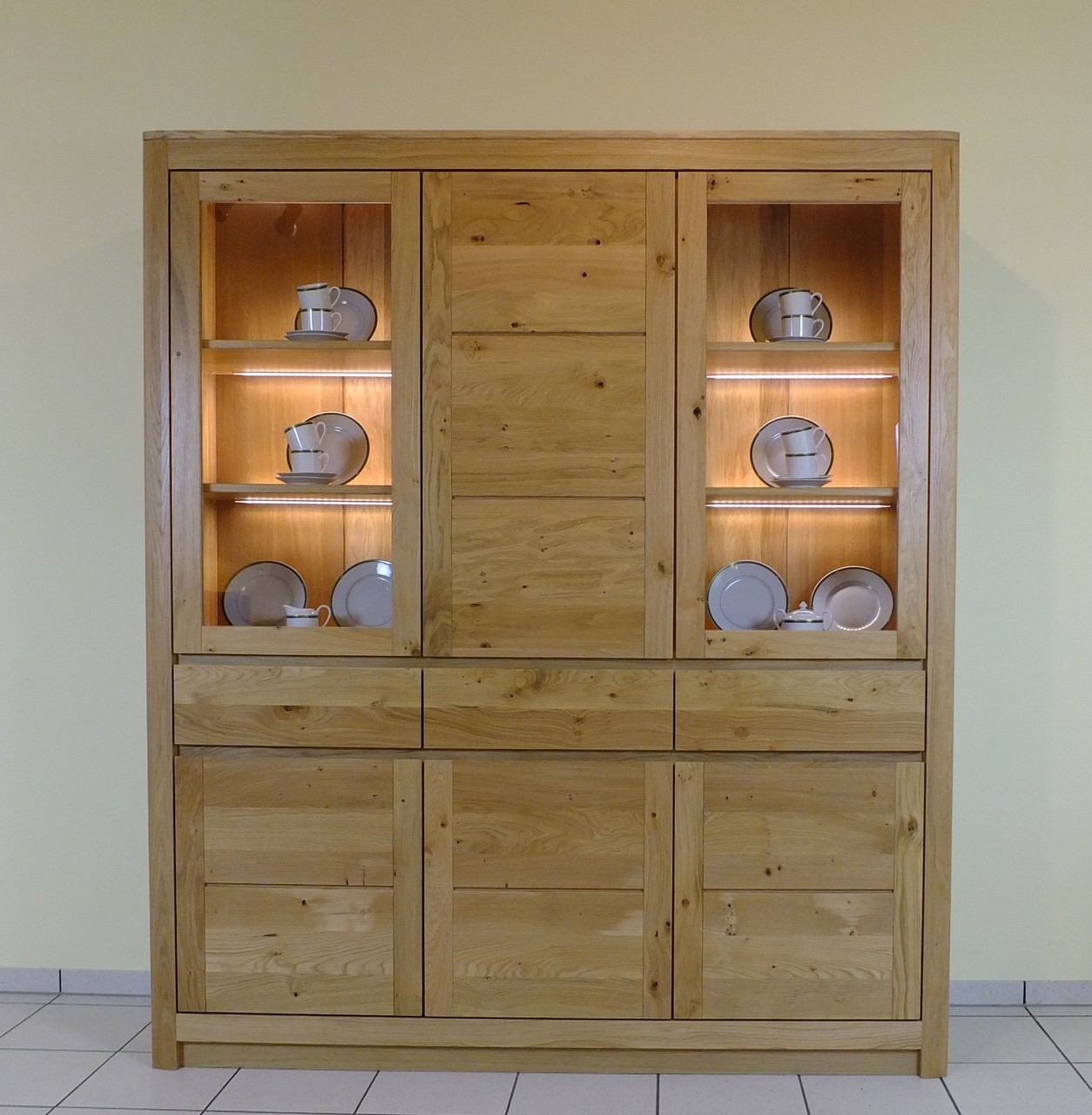 Haltern Schrank, Wohnzimmerschrank Wohnschrank Eiche massiv modern grifflos, Modell: Schrank Haltern 172 - Höhe 200 cm / Eiche, Buche oder Kirschbaum vollmassiv