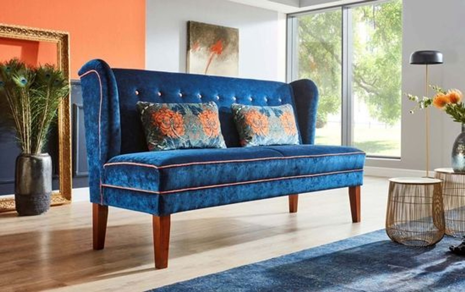 Tischsofa / Küchensofa / Bauernsofa / RIVA - Füße in Eiche oder Buche massiv, modern