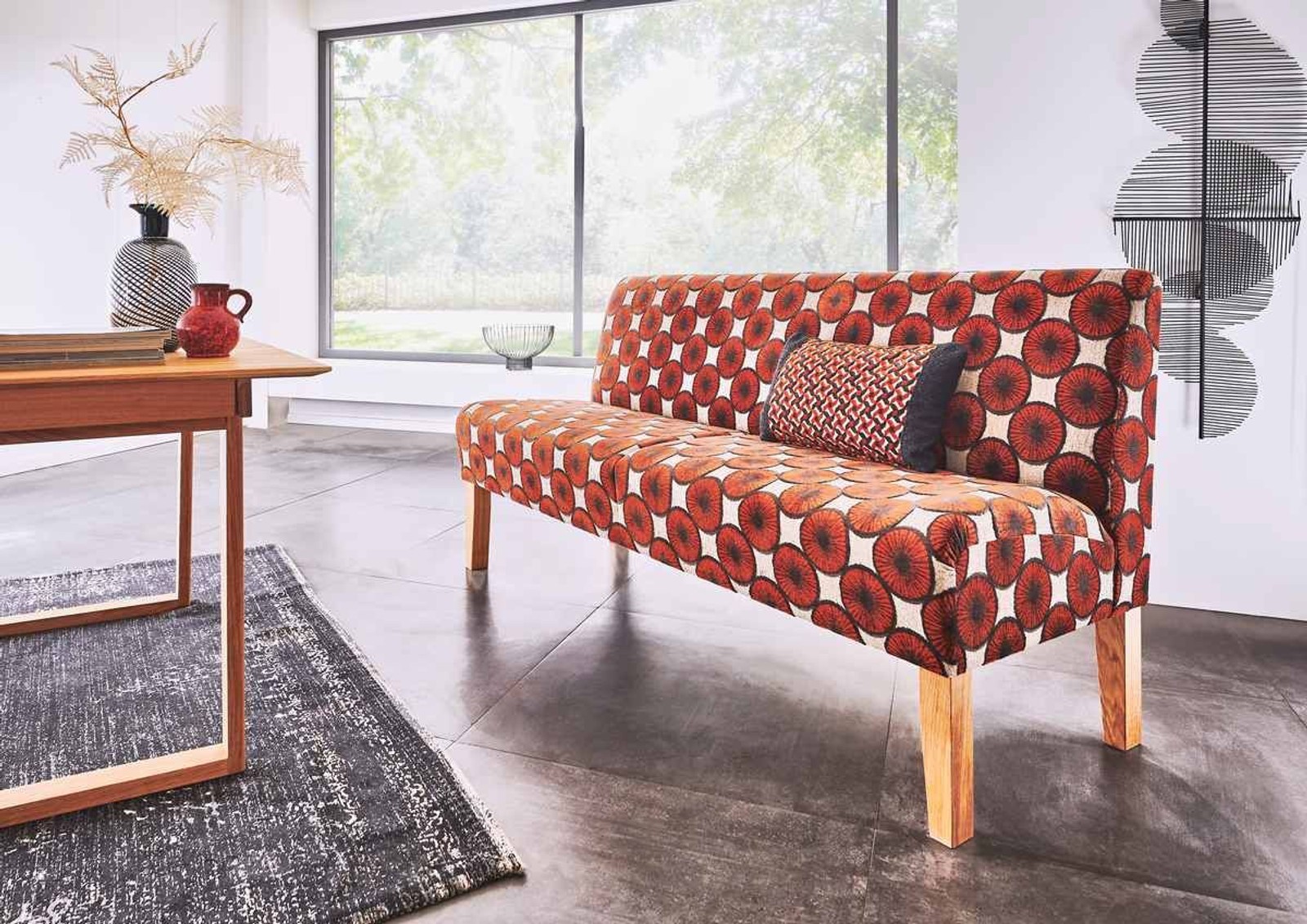 Tischsofa / Küchensofa / CADIZ - Füße in Eiche oder Buche massiv, modern