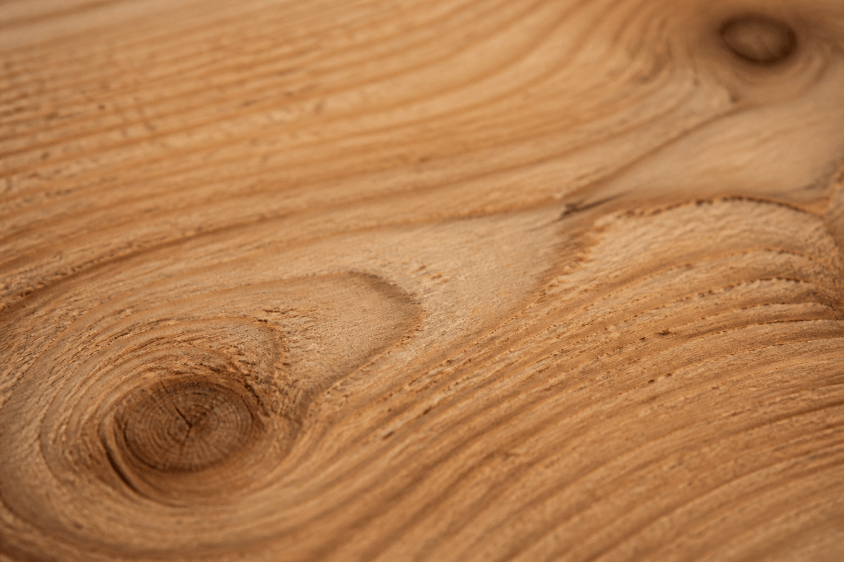 Close-up of the natural grain of untreated larch wood