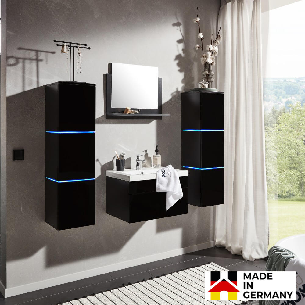Badmöbel WANGEROOGE - XL Schwarz - Made in Germany