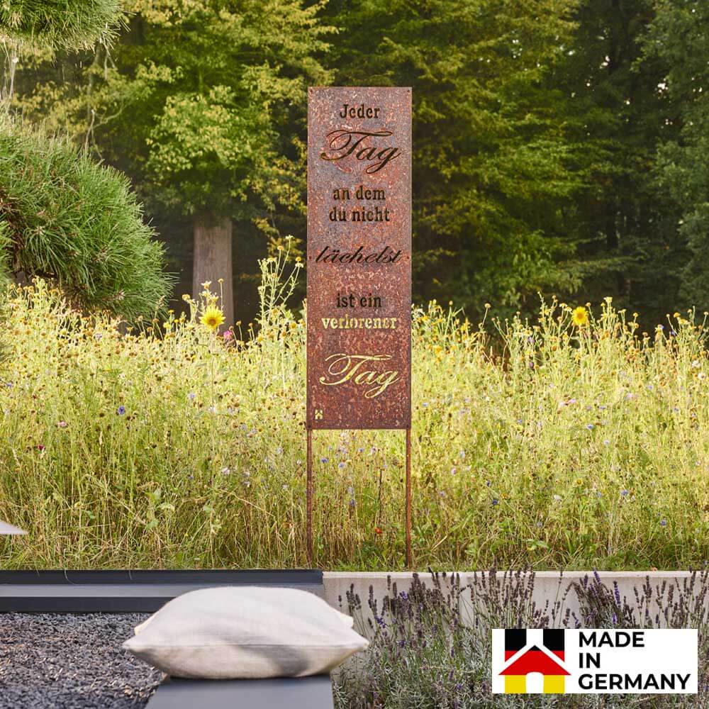 Rost Gartenstecker TAG OHNE LÄCHELN - Made in Germany