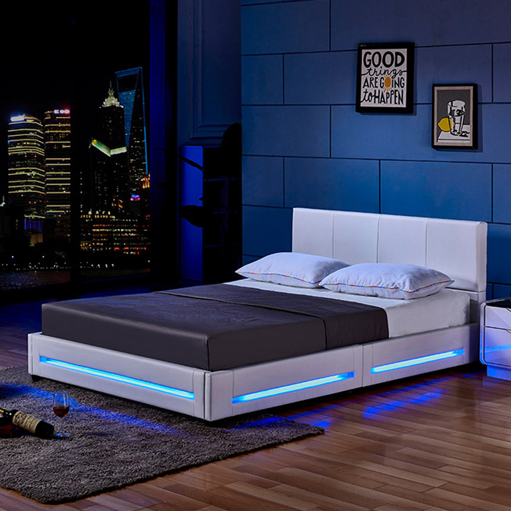 LED Bett ASTEROID - 180 x 200 cm Weiß