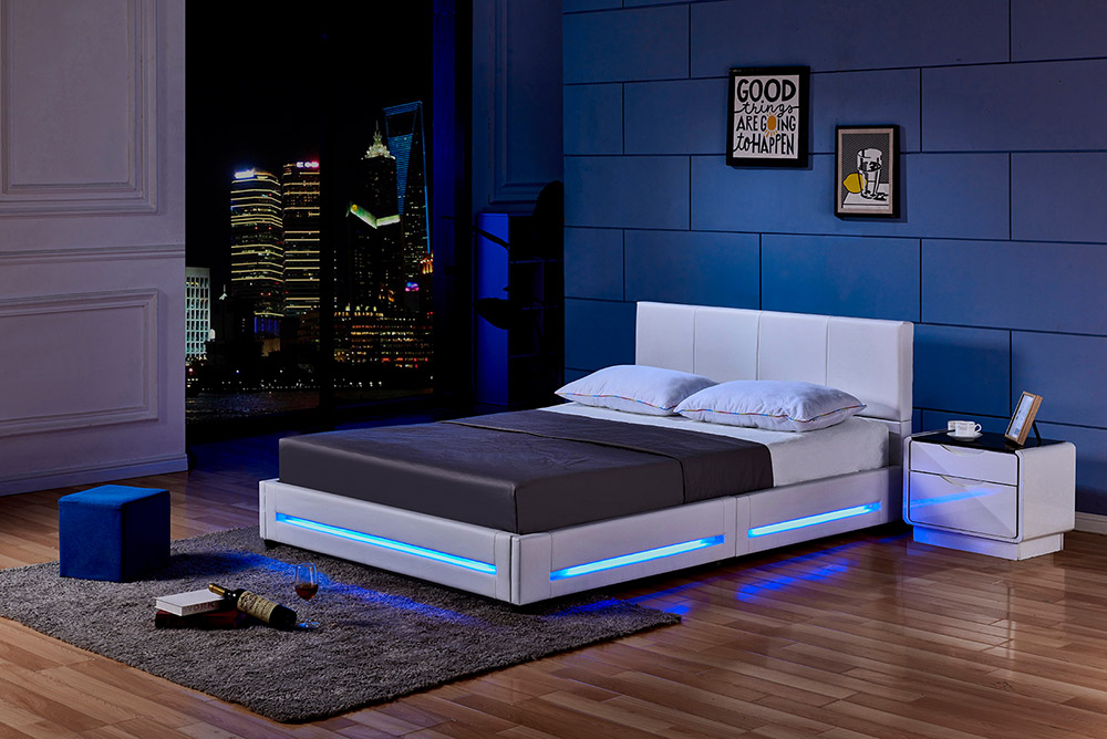 Home Deluxe Cama LED ASTEROID - 180 x 200 cm Blanco