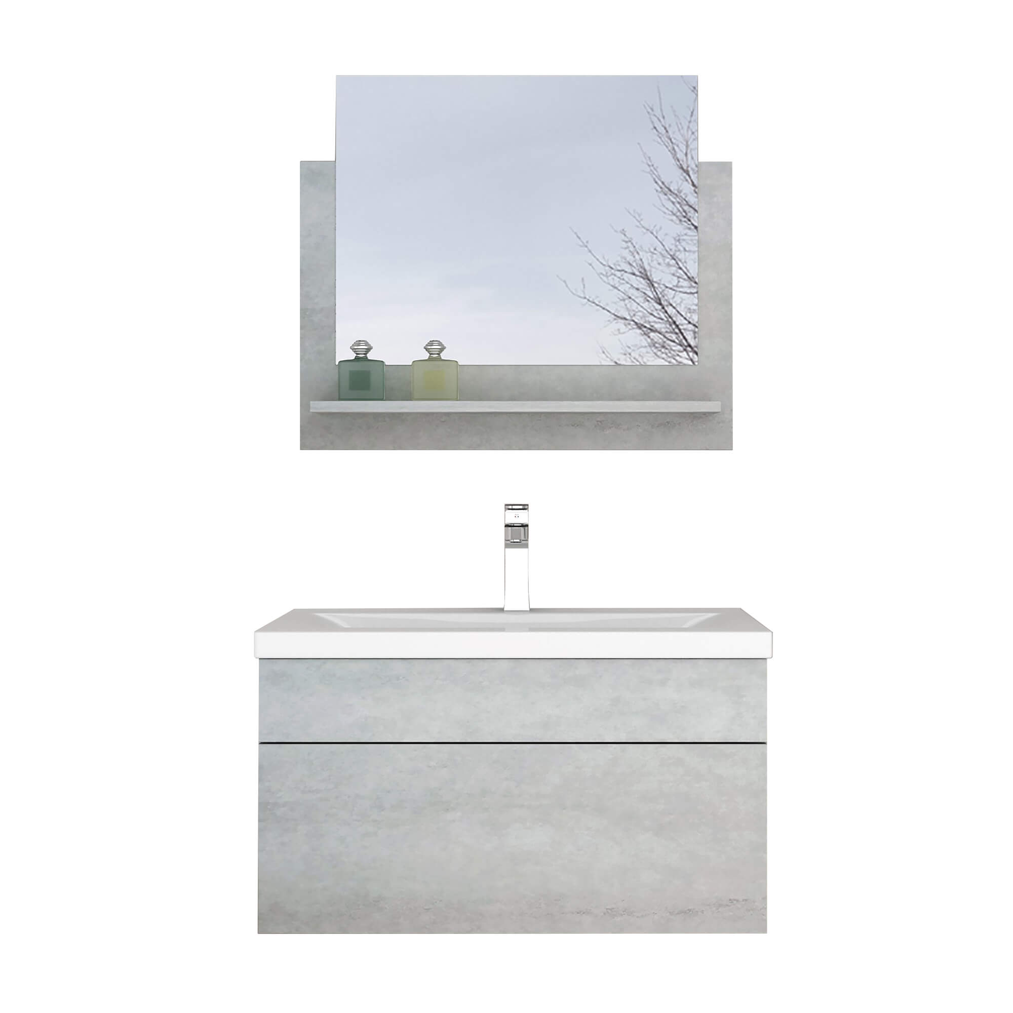 Home Deluxe Conjunto de muebles de cuarto de baño WANGEROOGE M - Gris