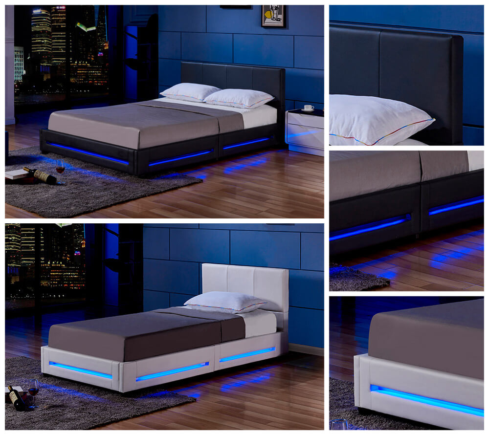 LED Bett ASTEROID mit Matratze - Variantenauswahl