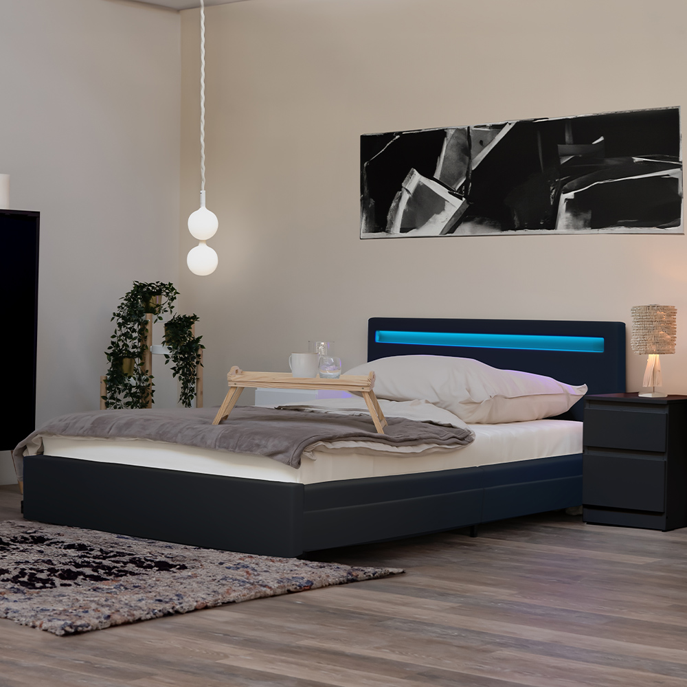 LED Bett NUBE mit Schubladen und Matratze - Variantenauswahl