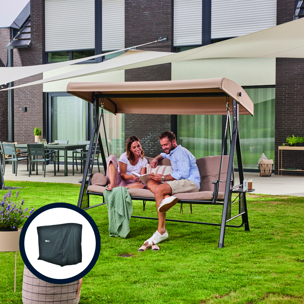 Hollywoodschaukel DESCANSO - Beige mit Abdeckung