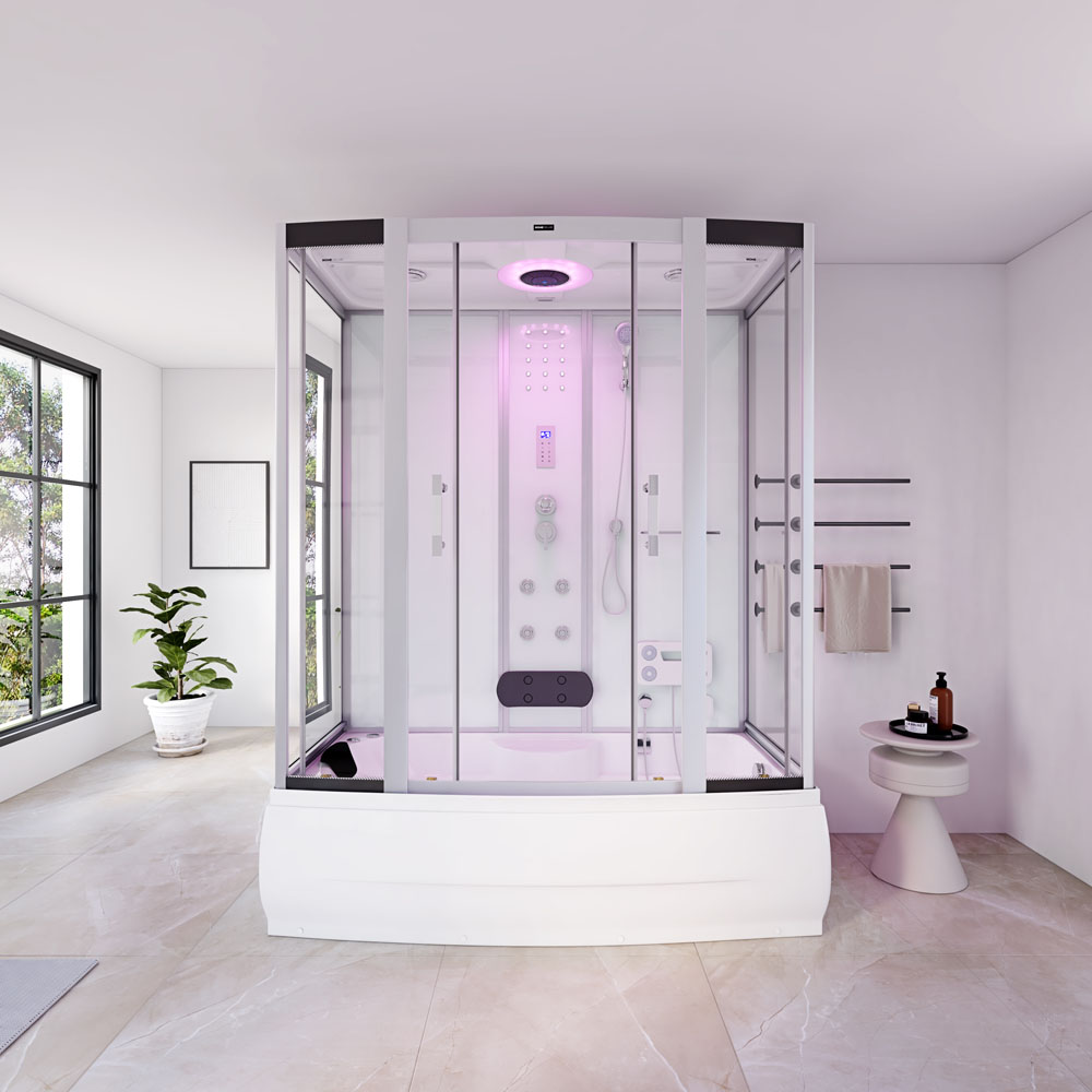 HOME DELUXE Dampfdusche mit Whirlpoolfunktion und LED-Beleuchtung DIAMOND BIG - 190 x 100 cm Weiß