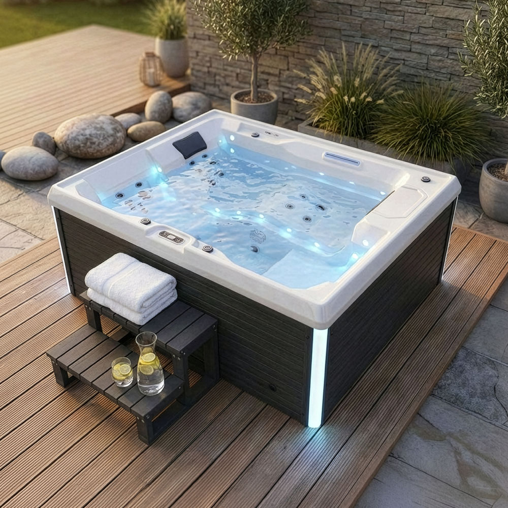 Outdoor Whirlpool STREAM - Mit Treppe und Thermoabdeckung