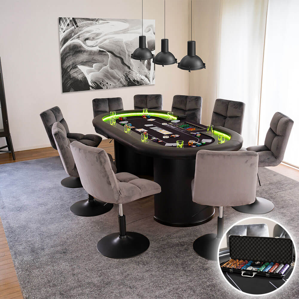 Pokertisch inkl. Pokerkoffer und Stühle LAS VEGAS