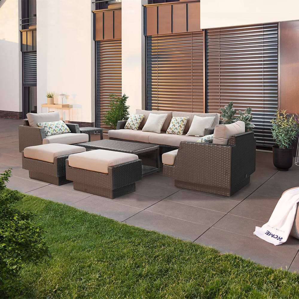Rattanlounge MALIBU inkl. Abdeckung – Anthrazit