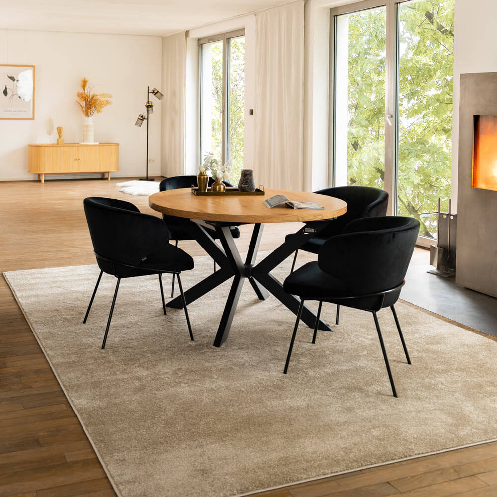 Essgruppe Rund Ausziehbar AVENTURA inkl. Sternfuß - 120 x 120 cm Light Oak