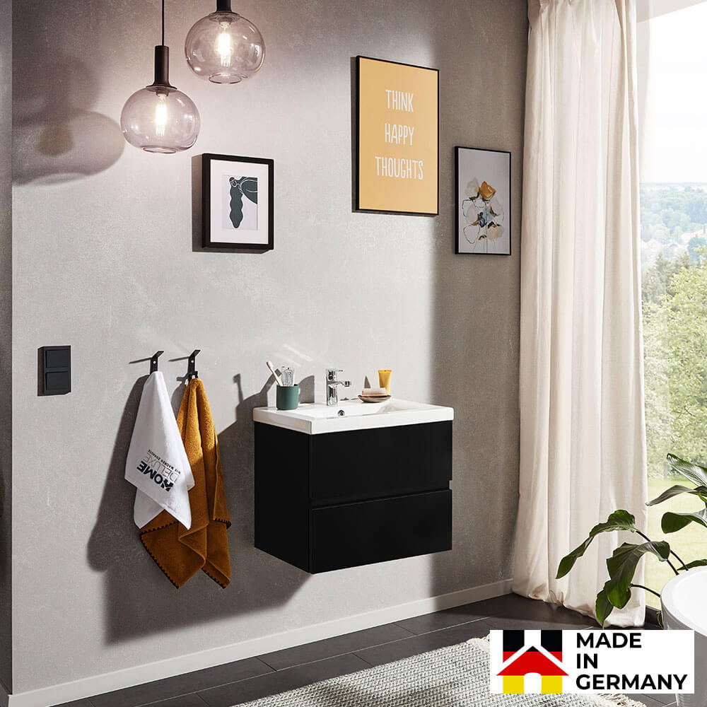 Badmöbel WANGEROOGE Deluxe – S Schwarz – Made in Germany