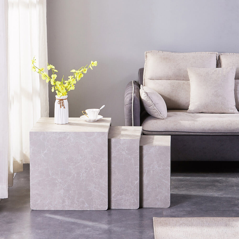 Beistelltisch 3er Set IRIMA – Marmor Beige