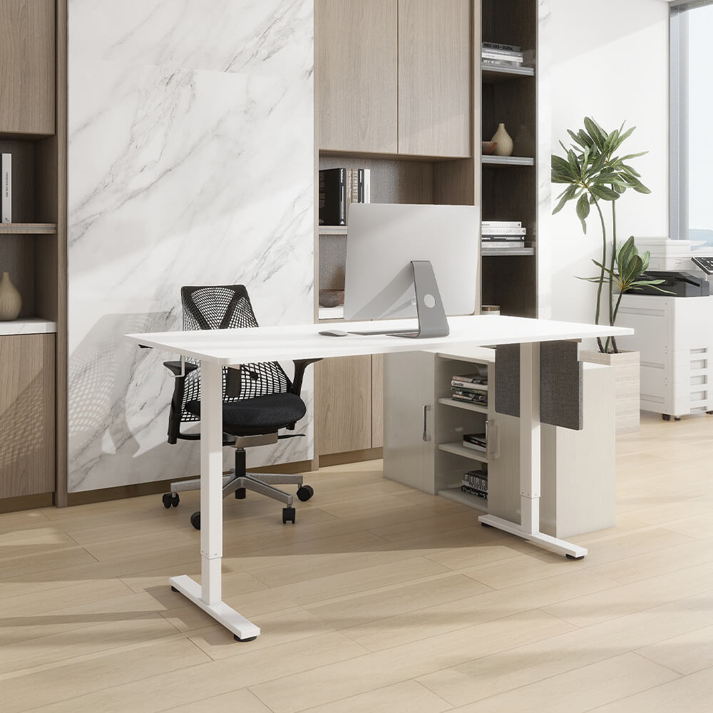 Home Deluxe Escritorio regulable en altura ELMO Blanco - 160 x 60 cm