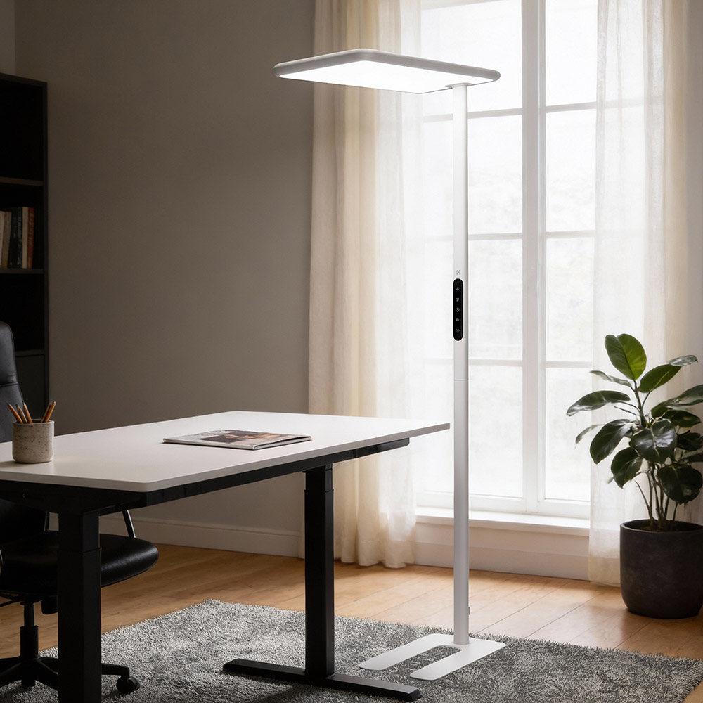 Home Deluxe Lámpara de pie LED para oficina VEKOR - Blanca