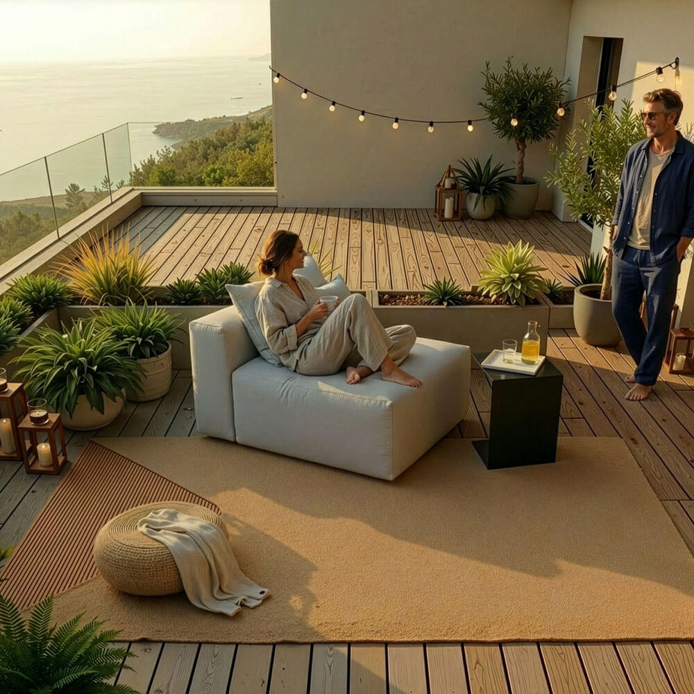 Home Deluxe Sofá modular de exterior ALAZIA gris claro - XS