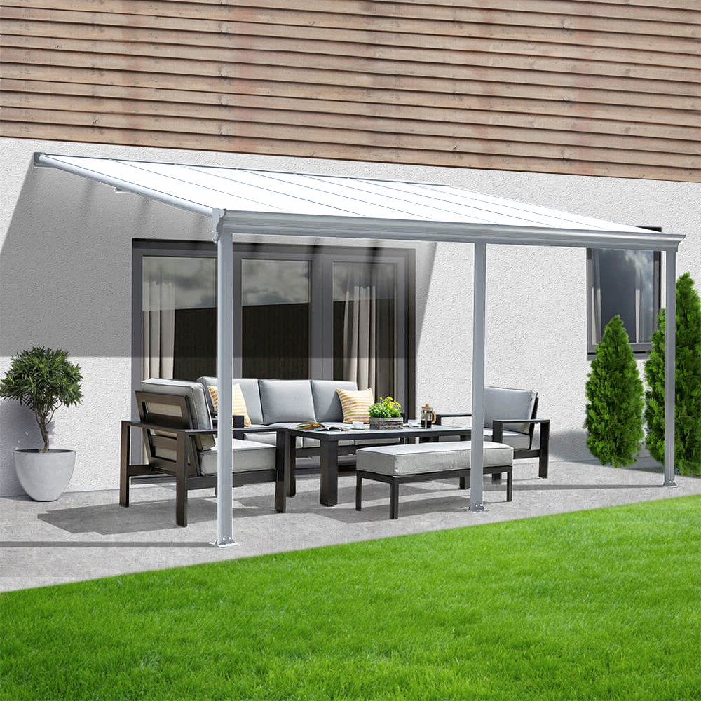 Terrassenüberdachung SOLIS - 434 x 303 x 226 / 278 cm Weiß