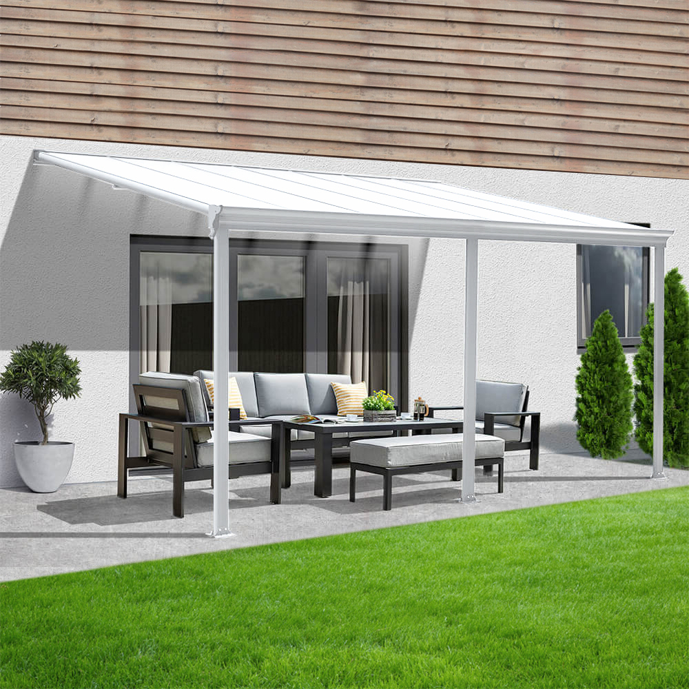 Terrassenüberdachung SOLIS - 495 x 303 x 226 / 278 cm Weiß