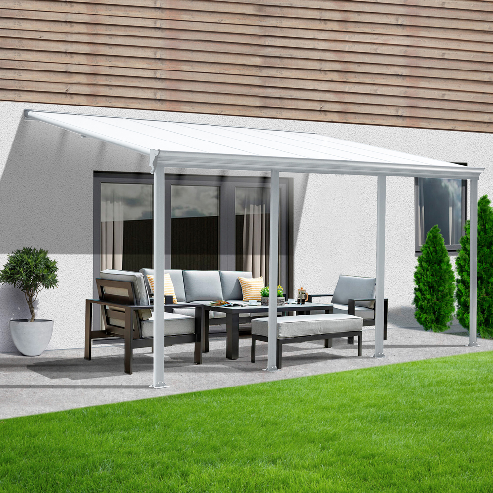 Terrassenüberdachung SOLIS - 618 x 303 x 226 / 278 cm Weiß