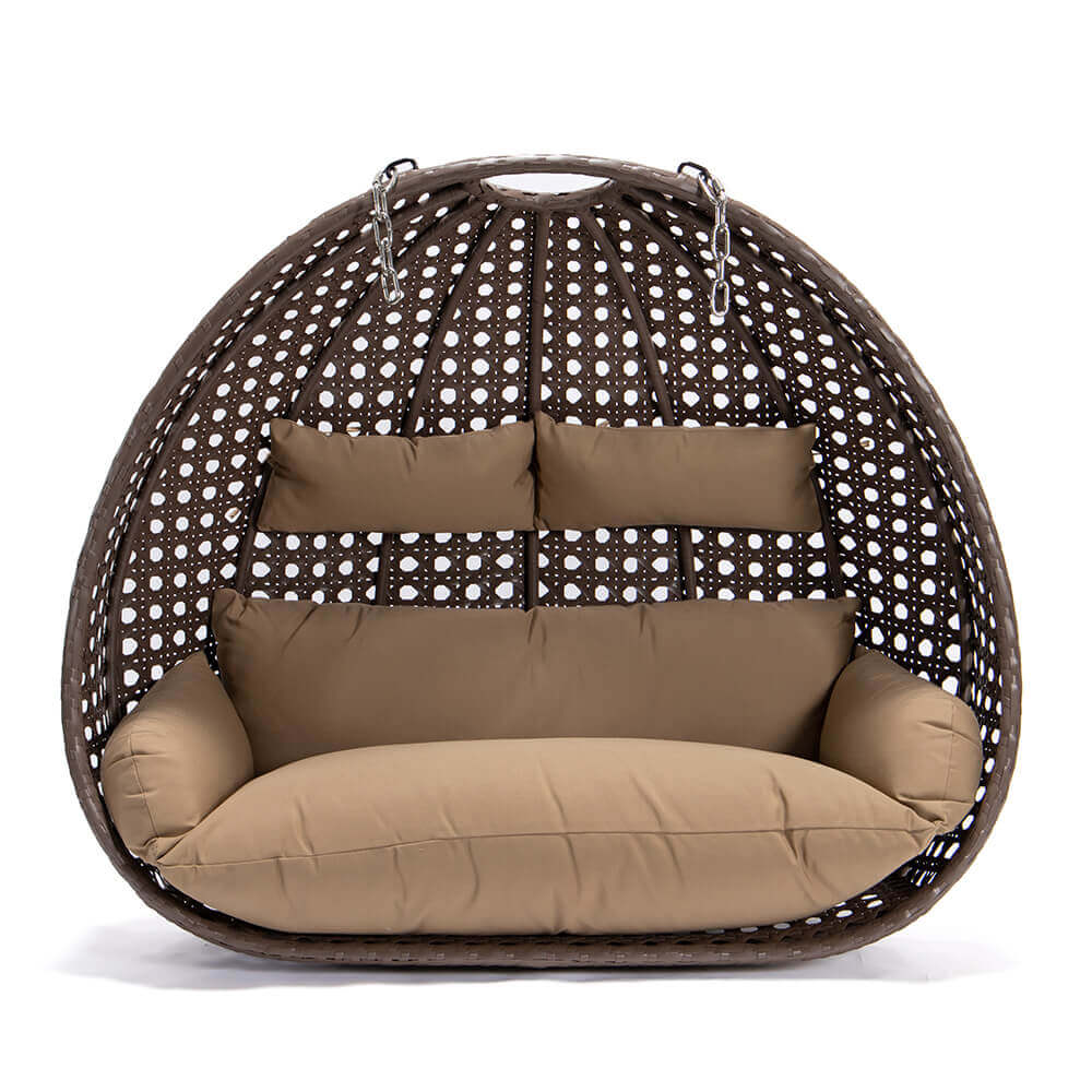 Polyrattan Hängesessel TWIN - Braun nur Korb und Kissen 2