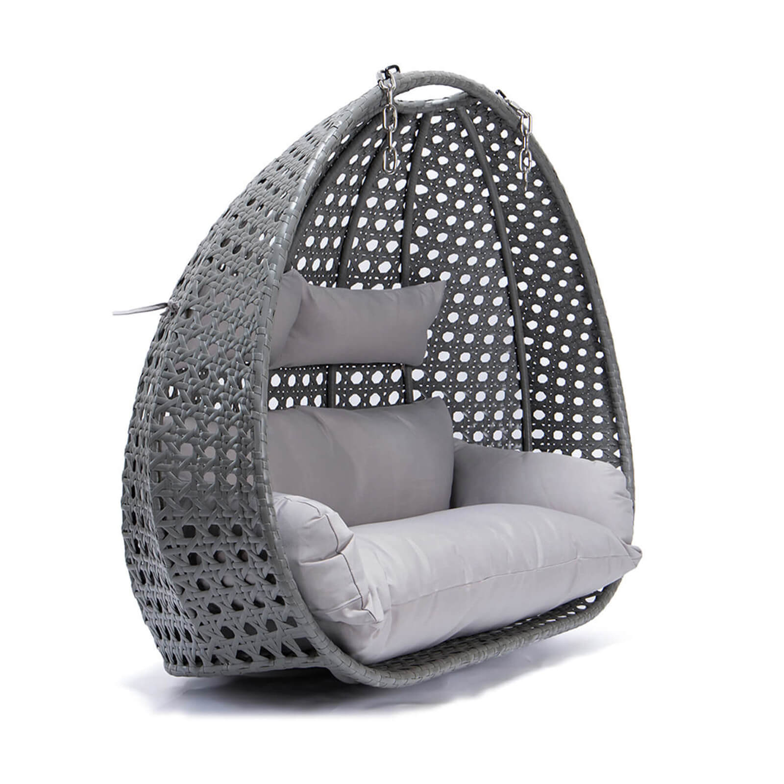 Polyrattan Hängesessel TWIN - Grau nur Korb und Kissen