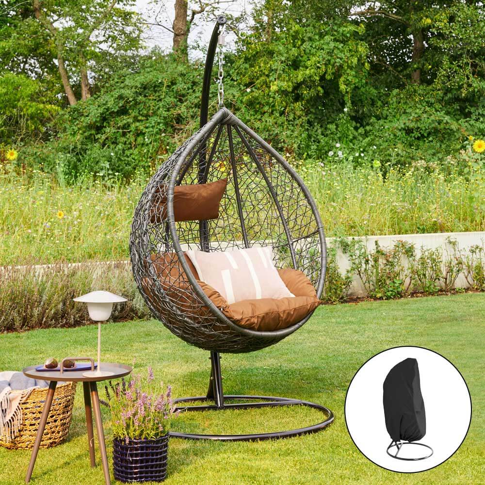 Polyrattan Hängesessel CIELO - Mit Regenabdeckung