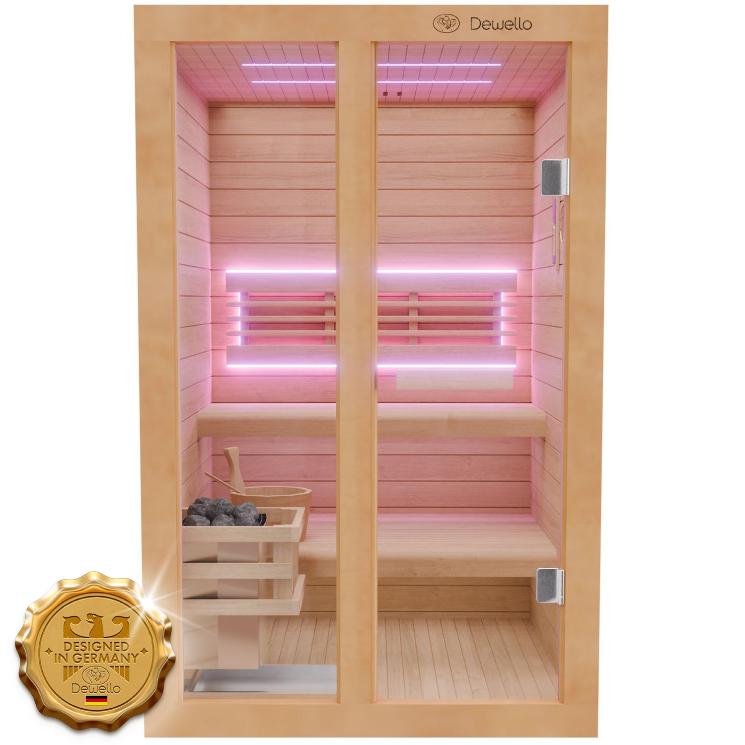 Dewello Finnische Traditionelle Sauna TOFINO 120cm x 140cm